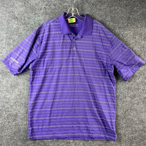Nike Shirt Polo Adult Large L Purple Striped Performance Dri Fit Golfer Golf Men - Picture 1 of 14